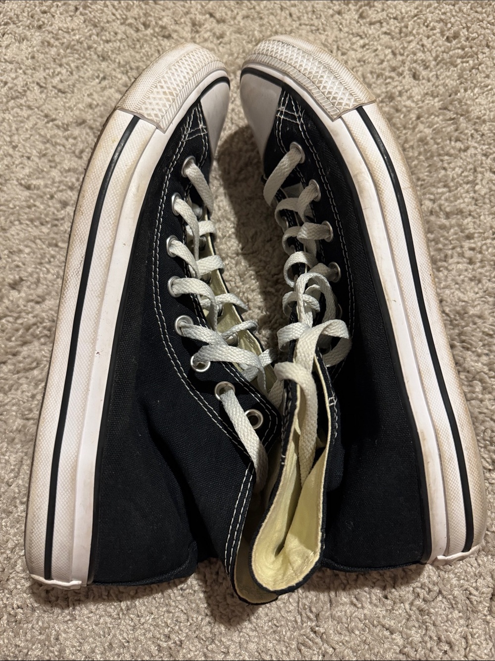 Converse Black and White High Top Chuck Taylors - Picture 4 of 4